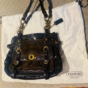 Coach Legacy Patent Vintage Dark Brown Leather Shoulder